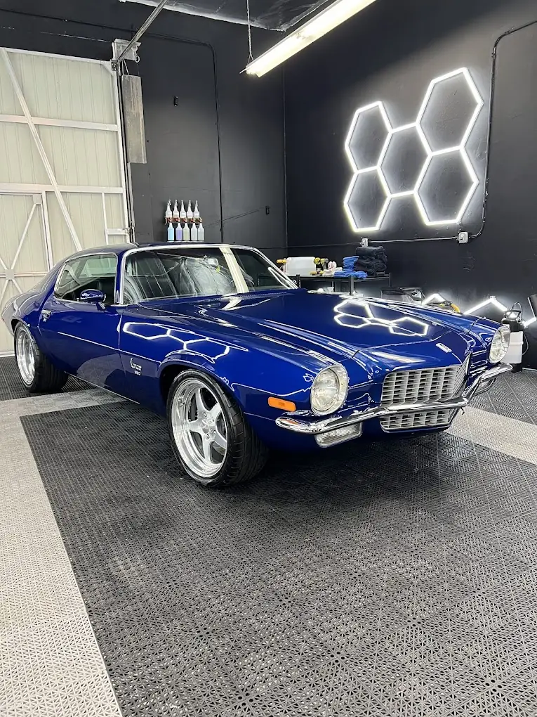 Blue classic car ceramic coating work at JJ Details in Anaheim
