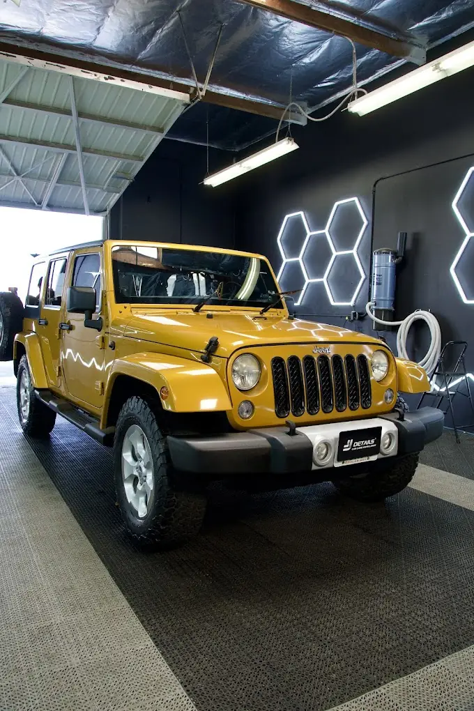 Yellow Jeep ceramic coating work at JJ Details in Anaheim